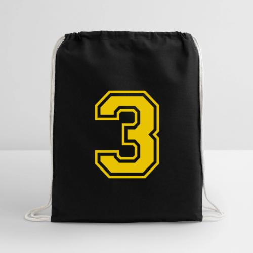 Number 3 in a classic athletic collegiate font - Cotton Drawstring Bag