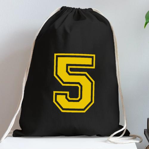 Number 5 in a classic athletic collegiate font - Cotton Drawstring Bag