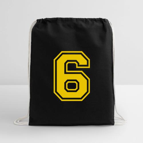 Number 6 in a classic athletic collegiate font - Cotton Drawstring Bag