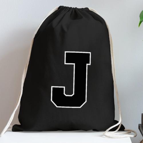 Varsity Letter J Athletic Alphabet Graphic - Cotton Drawstring Bag