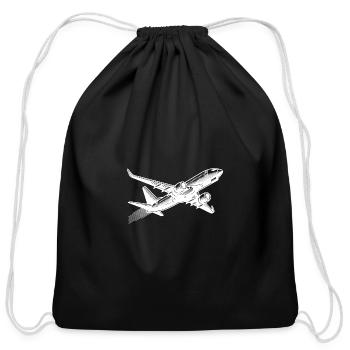 Jet Airplane At Cruising Altitude - Cotton Drawstring Bag - black - Front