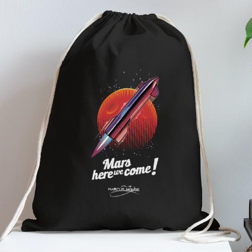 Mars Here We Come - Dark - With Logo - Cotton Drawstring Bag