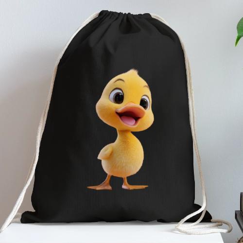 Bright Yellow Baby Duck Smiling - Cotton Drawstring Bag