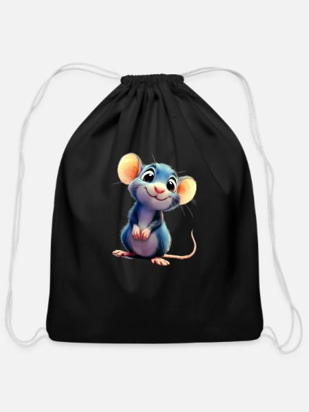 CuteRat - Cotton Drawstring Bag - black