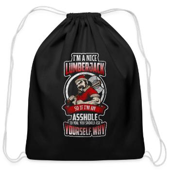 Wood Forestry Wood Maker Saw - Cotton Drawstring Bag - black - Front
