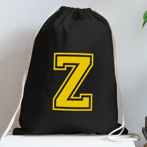 Letter Z – Capital Athletic Alphabet Monogram - Cotton Drawstring Bag