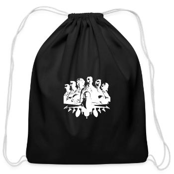 Cool Aviator Pilot Portrait With Airplane - Cotton Drawstring Bag - black - Front
