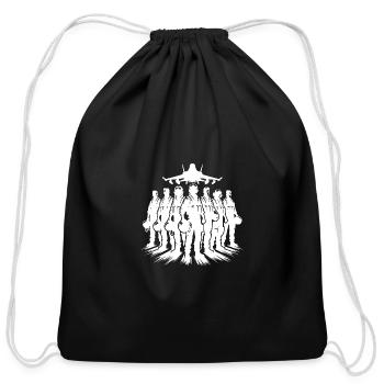 Air Force Pilots Cool Airplane Portrait - Cotton Drawstring Bag - black - Front