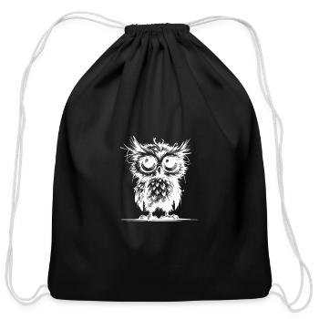 Owl I Don't Look Tired - I Am Tired - Cotton Drawstring Bag - black - Front