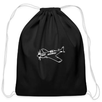 Vintage Airplane Popeller Flieger - Cotton Drawstring Bag - black - Front