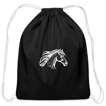 Racy Horse With Mane Equestrian Sport - Cotton Drawstring Bag - black - Front
