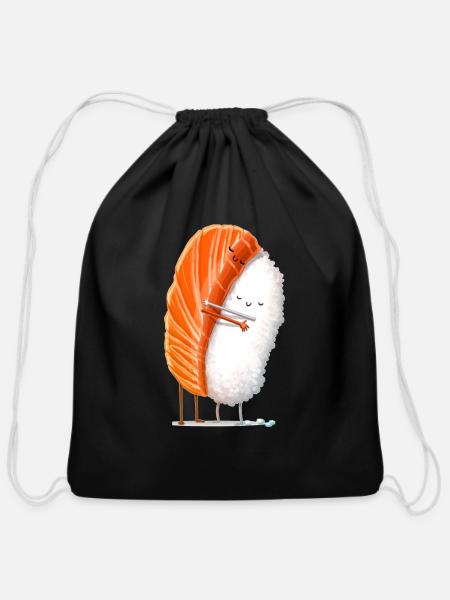 Sushi Hug - Cotton Drawstring Bag - black