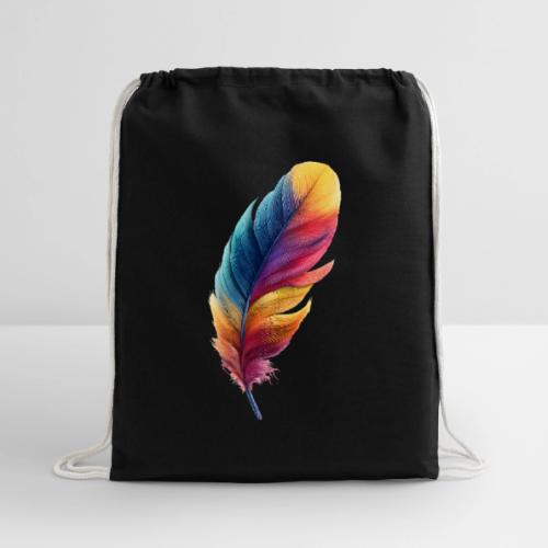 Rainbow Flight Feather - Cotton Drawstring Bag