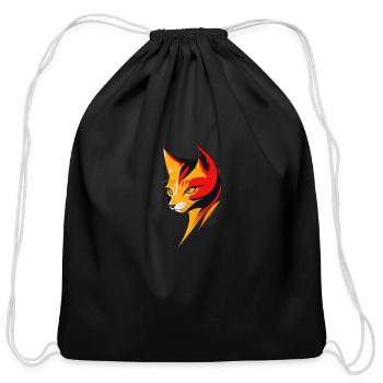 cat colorful - Cotton Drawstring Bag - black - Front