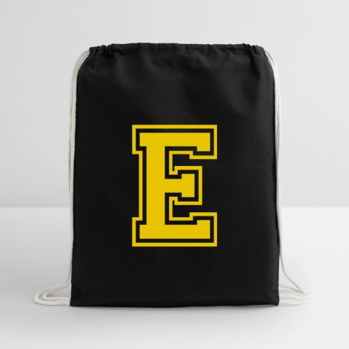 Letter E – Capital Athletic Alphabet Monogram - Cotton Drawstring Bag