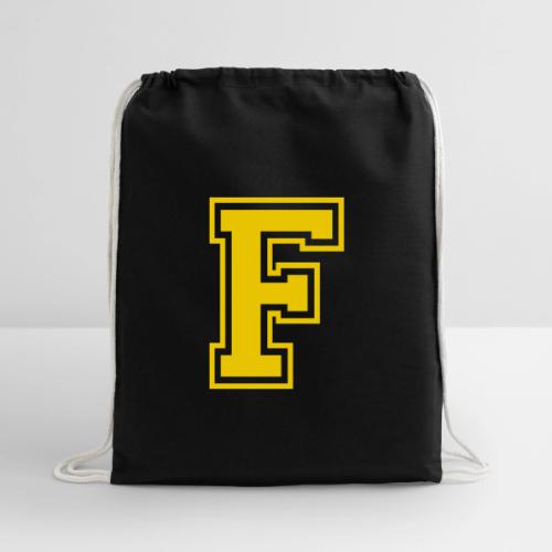 Letter F – Capital Athletic Alphabet Monogram - Cotton Drawstring Bag