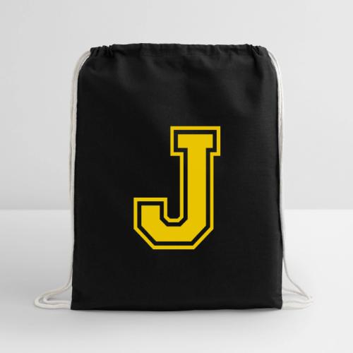 Letter J – Capital Athletic Alphabet Monogram - Cotton Drawstring Bag