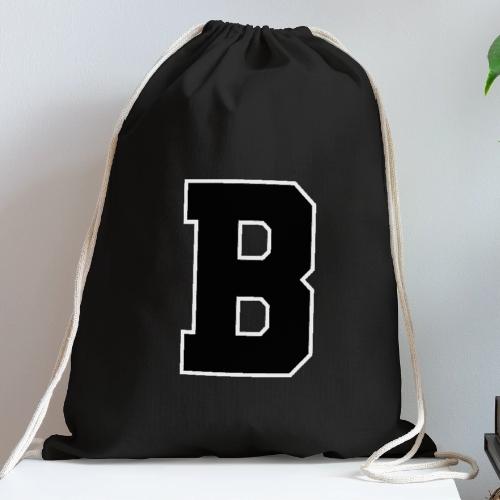 Varsity Letter B Athletic Alphabet Graphic - Cotton Drawstring Bag