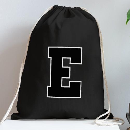 Varsity Letter E Collegiate Font Graphic - Cotton Drawstring Bag