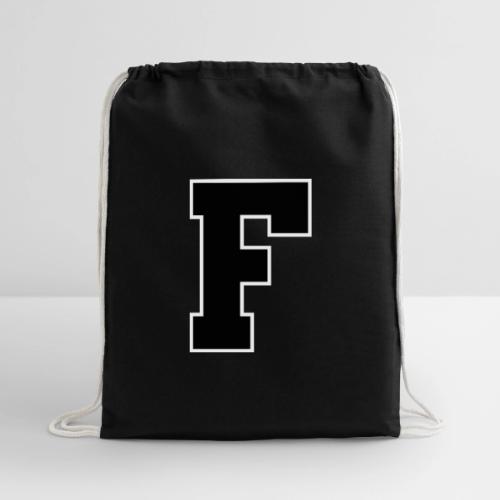 Varsity Letter F Athletic Monogram - Cotton Drawstring Bag