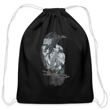 Raven - Cotton Drawstring Bag - black - Front