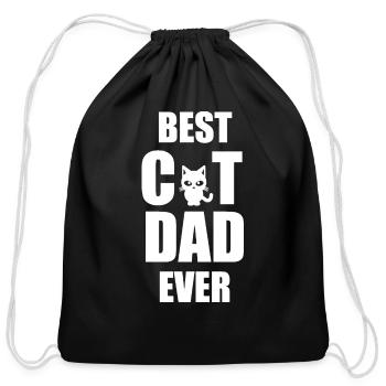 Best Cat Dad Ever Funny Cat - Cotton Drawstring Bag - black - Front