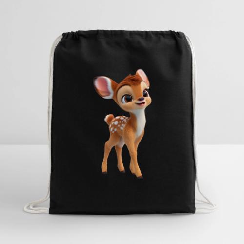 Sweet 3D Baby Deer with Big Eyes - Cotton Drawstring Bag