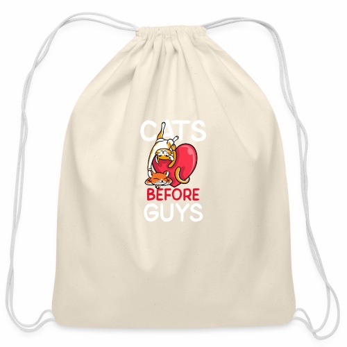 two cats before guys heart anti valentines day - Cotton Drawstring Bag
