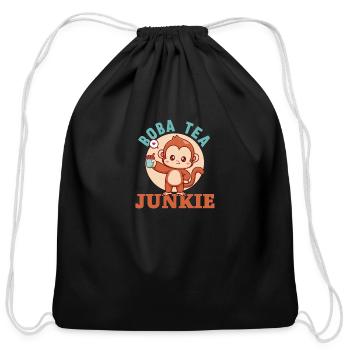 Bubble Tea Junkie, Bubble Tea Lover - Cotton Drawstring Bag - black - Front