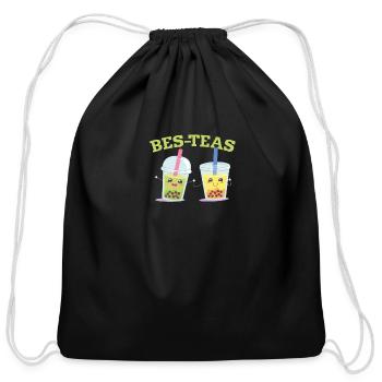 Bubble Tea Junkie, Bubble Tea Lover - Cotton Drawstring Bag - black - Front