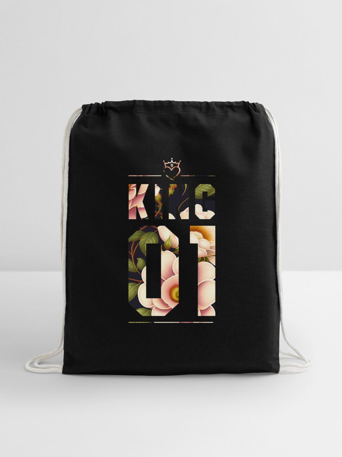 KING AND QUEEN - Cotton Drawstring Bag - black - Front