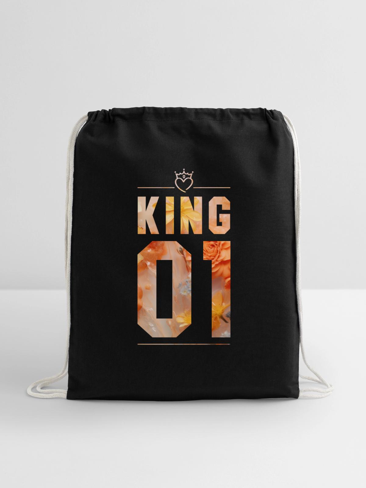 KING AND QUEEN - Cotton Drawstring Bag - black - Front