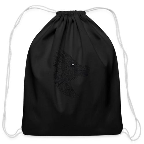black art deco dragon head - Cotton Drawstring Bag