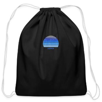 Retro Aspen Colorado Sunset Outdoors Fan Ski - Cotton Drawstring Bag - black - Front