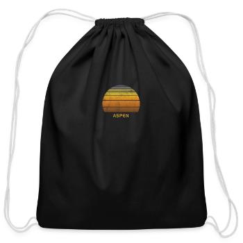 Retro Aspen Colorado Ski Skiing Outdoors Fan - Cotton Drawstring Bag - black - Front