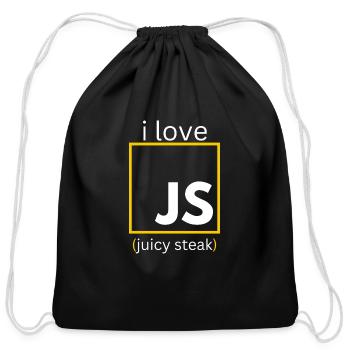 JavaScript web developer funny programming - Cotton Drawstring Bag - black - Front