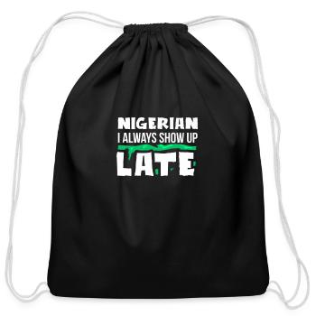 Nigeria Clothes Nigerian Premium - Cotton Drawstring Bag - black - Front