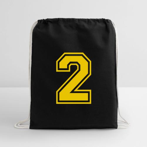Number 2 in a classic athletic collegiate font - Cotton Drawstring Bag
