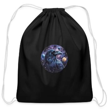 Celestial Raven Clipart Clipart, Crow Bird Witch - Cotton Drawstring Bag - black - Front