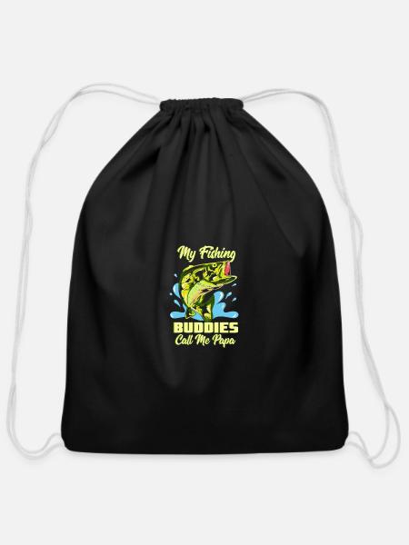 My Fishing Buddies Call Me Papa - Cotton Drawstring Bag - black