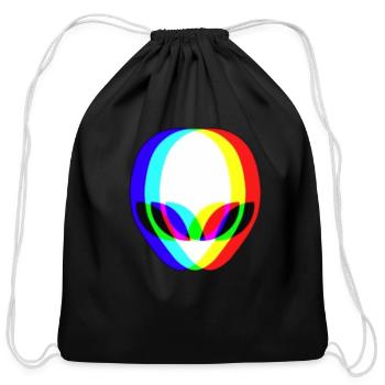 3D Alien - Cotton Drawstring Bag - black - Front