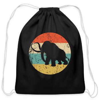 Woolly Mammoth Silhouette Retro Prehistoric Animal - Cotton Drawstring Bag - black - Front