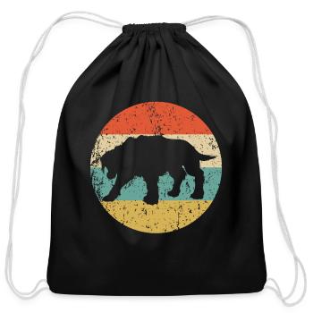 Saber-Toothed Tiger Smilodon Retro Prehistoric Cat - Cotton Drawstring Bag - black - Front