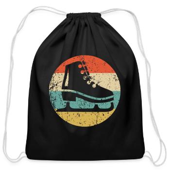 Ice Skate Icon Retro Figure Skating - Cotton Drawstring Bag - black - Front