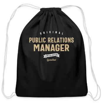 Public Relations Manager Funny Job Title - Cotton Drawstring Bag - black - Front