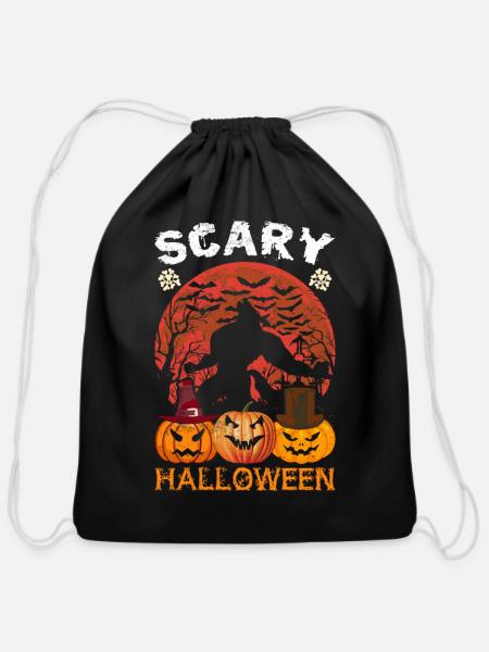 Scary Halloween - Cotton Drawstring Bag - black