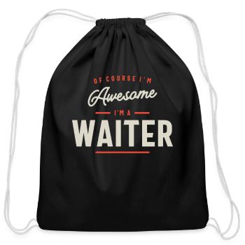 Waiter Job Occupation Birthday Worker - Cotton Drawstring Bag - black - Front