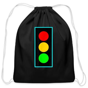 flashing red traffic light - Cotton Drawstring Bag - black - Front