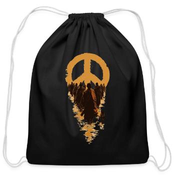 Walk for Peace – Symbolic Peace Walk Art - Cotton Drawstring Bag - black - Front