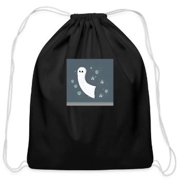 Cute Ghost - Cotton Drawstring Bag - black - Front
